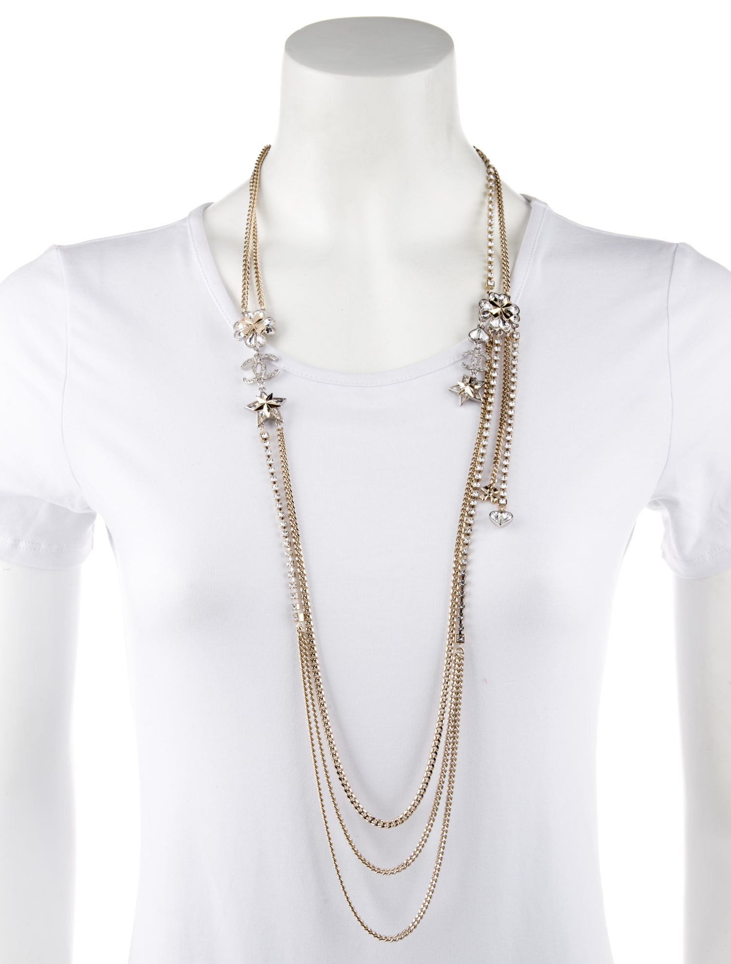 Chanel 2023 Strass CC Multistrand Necklace